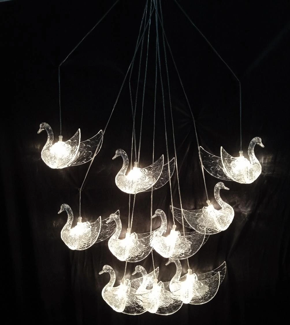 Acrylic Swan with LED 13x12x17cm set of 10